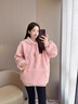 格邏依（GELUOYI）羊羔絨連帽衛衣女加絨加厚2025春秋冬新款寬松百搭潮流衣服女裝 粉紅色【加絨款】 L 【105-135斤】 曬單實(shí)拍圖