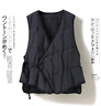 蘑菇同學(xué)大碼輕薄羽絨棉馬甲女冬季小個(gè)子背心側系帶坎肩疊穿保暖馬夾棉服 黑色 L 建議115-130斤 曬單實(shí)拍圖