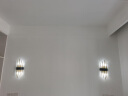 寻灯阁全光谱水晶壁灯全铜客厅背景墙后现代轻奢卧室床头灯定制充电灯具 不锈钢-金色小号（宽18*高45cm） 实拍图