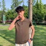 啄木鳥短袖t恤男夏季中國風男士棉麻v領半袖潮體恤上衣服男裝夏裝 墨綠色 2XL 曬單實拍圖