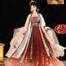 卡輯 暮挽璃原創(chuàng  )唐制漢服女訶子裙復原夏古風(fēng)仙氣中國風(fēng)古裝柯子裙套 淺綠大袖2件+紅裙+批帛=四件套 S 曬單實(shí)拍圖