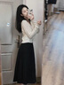 斤慕灰色毛呢半身裙女春秋2025高腰a字垂感大擺傘裙長(cháng)款西裝百褶裙 傘裙毛呢M碼送腰帶建議110斤以?xún)?曬單實(shí)拍圖