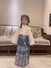 蘿美醬2025新款馬面裙女童兒童漢服套裝全套春秋國風(fēng)古裝女孩 雀藍色噴金馬面裙+長(cháng)袖上衣+項鏈 110 曬單實(shí)拍圖