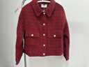 熙世界輕奢絨感粗花呢小香風(fēng)外套女小個(gè)子短款夾克上衣新款 海棠紅 XL 曬單實(shí)拍圖