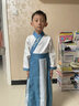 耀王兒童六一國學(xué)服古裝中大童漢服男女童三字經(jīng)弟子規書(shū)童演出服KJ-9 湖藍拼接直袖 120 曬單實(shí)拍圖