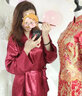 維尼瑪希（VeniMasee）婚禮晨袍女新娘結(jié)婚睡衣睡袍吊帶兩件薄款伴娘服睡裙家居服冰絲夏 酒紅色 XL碼【建議體重120-140斤】 曬單實拍圖