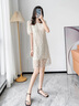 clotho Rennie品牌女裝白色蕾絲連衣裙女夏季2025新款小個(gè)子遮肚子顯瘦減齡裙子 白色 M 曬單實(shí)拍圖