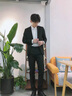 啄木鳥(niǎo) 西服套裝男士商務(wù)職業(yè)正裝修身墜感紳士西裝外套中青年男裝褲子 黑色 L 曬單實(shí)拍圖