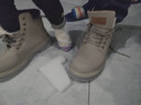 匠狂大黃蜂馬丁靴男款秋季高幫工裝靴英倫風(fēng)男士棉鞋加絨厚底防水皮鞋 M0229杏色（加絨款） 42 曬單實(shí)拍圖