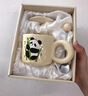 昱博晏卡通陶瓷馬克杯帶蓋勺高顏值送女友圣誕節(jié)禮物辦公水杯早餐牛奶杯 馬克杯-爬竹子熊貓款【禮盒裝】 曬單實(shí)拍圖