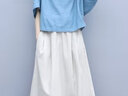 SHIROMA女裝棉麻套裝連衣裙女中長(cháng)款夏季減齡氣質(zhì)時(shí)尚韓版亞麻裙子兩件套 白色+藏青 2XL /146-160斤 曬單實(shí)拍圖