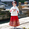 諾佳微淇馬面裙加絨女童套裝中國(guó)風(fēng)兒童漢服裙冬裝新款大童中式玉兔拜年服 上衣+裙子 150碼【推薦身高140左右】 曬單實(shí)拍圖