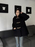 哈吉斯（HAZZYS）女裝 春秋款女士【PHIZ系列】連帽大衣女ABSSH0BDX05 黑色BK M (160/84A 38) 曬單實(shí)拍圖