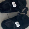 細細條 男女冬季卡通可愛(ài)搞怪小煤球毛毛鞋情侶保暖防滑包頭棉拖鞋 黑色 全包款 38-39 曬單實(shí)拍圖