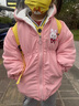 G.duck小黃鴨童裝女童外套秋冬季新款兒童棉服加絨加厚女孩冬裝寶寶風(fēng)衣 愛(ài)心兔玫紅色 130 建議120-130cm7-8歲 曬單實(shí)拍圖