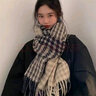 吻過(guò) 圍巾女秋冬季千鳥(niǎo)格子女士圍巾新款韓版網(wǎng)紅可愛(ài)學(xué)生情侶保暖加厚披肩圍脖潮禮盒禮物送禮圍巾女 卡其色 禮盒裝 曬單實(shí)拍圖