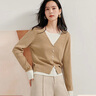 茵曼（INMAN）老錢風(fēng)假兩件V領(lǐng)羊毛針織開衫2025春秋季女裝新款修身百搭毛衣 卡其色 M 曬單實(shí)拍圖