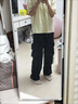 VEOX復(fù)古街頭休閑運動工裝褲女夏季褶皺降落傘褲顯瘦垂感闊腿長褲運動 黑色 常規(guī) S 曬單實拍圖