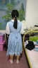 儀纖（yixian）法式復(fù)古娃娃領(lǐng)少女連衣裙短袖2024夏季新款森系甜美裙子學(xué)生6833 藍(lán)色 M 曬單實(shí)拍圖