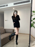 眺德高高跟鞋秋冬女細(xì)跟堆堆靴子2025新款小腿顯瘦尖頭長(zhǎng)筒靴 尖頭褶皺高跟長(zhǎng)筒靴【黑】 37 曬單實(shí)拍圖
