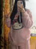 TULX凱蒂貓睡衣少女秋冬季長(cháng)袖新款加厚珊瑚絨套裝半邊毛絨家居服 凱蒂貓Y40 M (80-95斤 曬單實(shí)拍圖