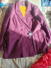 晨芙職業(yè)裝西裝套裝女氣質(zhì)雙排扣小西服外套正裝酒店經(jīng)理珠寶店工作服 單件紫色西裝 4XL 建議140-155斤 曬單實(shí)拍圖