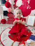 優(yōu)奇周歲禮服女寶寶夏季紅色旗袍嬰兒百天一周歲冠衣滿(mǎn)月衣服唐裝裙子 錦上添花裙【+發(fā)帶+大紅襪】 100 曬單實(shí)拍圖