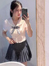 蝶嬌諾（DIEJIAONUO）連衣裙子夏天女裝2024年新款韓版JK制服學(xué)院風(fēng)甜辣辣妹多巴胺穿搭 上衣+裙子 S 曬單實(shí)拍圖