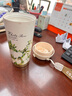 天喜（TIANXI）保溫咖啡杯女鈴蘭花茶杯吸管茶水分離杯翻蓋水杯禮物便攜車(chē)載杯子 白玫瑰【升級陶瓷款】 520ml 曬單實(shí)拍圖