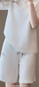 JVH香港潮牌白色POLO衫套裝女 2024夏季新款休閑寬松T恤運(yùn)動松緊短褲 白色套裝 M【98-110斤】 曬單實(shí)拍圖