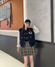 Teenie Weenie小熊女裝色美式高街復古潮酷棒球服短外套毛呢大衣 藏青色 S 曬單實拍圖
