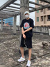 Homlean美式純棉T恤夏季男士時(shí)尚百搭寬松透氣T恤簡(jiǎn)約上衣OM20黑色XL 曬單實(shí)拍圖