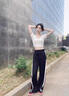 單曲循環(huán)潮牌2024新款冰絲休閑褲女夏季薄款直筒寬松休閑小個(gè)子窄版闊腿褲 黑色【小個(gè)子】 XL 適合（111-120斤） 曬單實(shí)拍圖