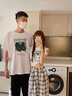 love legend情侶裝夏季短袖t恤上衣服2024新款寬松男女一長一短半袖情侶班服 卡通款  灰綠+灰綠 M 男+S女 曬單實拍圖