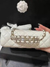 酷奇袋鼠（KUQIDAISHU）香奈小香兒包包女包奢侈大品牌菱格鑲鉆石手提CF單肩斜跨手提女包 白色 曬單實(shí)拍圖
