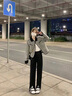 皮爾卡丹灰色雙面呢大衣女短款設計感小眾翻領(lǐng)小香風(fēng)仿水貂絨針織短外套 灰色 XL 曬單實(shí)拍圖