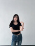 春秋季新款方領(lǐng)露鎖骨長(cháng)袖t恤女早春百搭修身打底衫顯瘦上衣潮ins 872-黑色 XL 建議125-140斤 曬單實(shí)拍圖