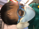 允娜兒童保暖口罩秋冬季耳罩一體護臉兒童口罩防風(fēng)防寒親子保暖口罩女 藍色（1只裝） 曬單實(shí)拍圖
