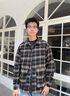 擇肯秋季毛呢格子襯衫外套男士新款美式寬松復古純棉外穿工裝長(cháng)袖襯衣 咖啡色 XL(體重140-160斤) 曬單實(shí)拍圖