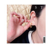 慶怡幾何黃金耳釘 999足金長(cháng)方形方格彎鉤金耳飾 生日禮物送女友 大版一對 曬單實(shí)拍圖