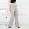 婧麒（JOYNCLEON）冰絲闊腿褲女夏季薄款小個子休閑防曬涼涼褲垂感顯瘦直筒褲子 黑色 M 曬單實(shí)拍圖