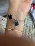 輕奢小眾設計感黑瑪瑙四葉草手鏈女滿(mǎn)鉆五花黑白熊貓幸運草手飾品 四葉草黑白熊貓手鏈 曬單實(shí)拍圖