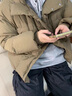 安初夏大翻領(lǐng)羽絨服男士冬季加厚保暖寬松衣服男裝外套高級輕熟風(fēng)面包服 卡其色 XL 曬單實(shí)拍圖