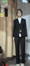 GOKU職業(yè)西裝套裝女修身面試工作通勤小西服氣質(zhì)商務(wù)OL女正裝三件套夏 黑色2扣外套+褲子 XL 建議105-115斤 曬單實拍圖