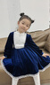 IVY HOUSE常春藤兒童裝女童裝2023秋季新款高端絲絨輕奢復古宮廷禮服連衣裙 深藍（（領(lǐng)花不附贈）） 110 曬單實(shí)拍圖