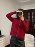 POLOWALK商場同款 女士羊毛衫秋冬圓領(lǐng)開衫經(jīng)典絞花時(shí)尚百搭 酒紅 L (165) 曬單實(shí)拍圖