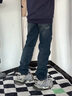ABLE JEANS【直筒滑板褲】男士褲子重工水洗破洞牛仔褲子男 水洗深靛藍(lán) （29/30） 29 曬單實(shí)拍圖