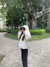 香影（xiangying）小個子短款羽絨服女2024冬裝新款白鴨絨時尚休閑連帽立領(lǐng)外套 米色 S 曬單實拍圖