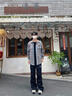 古由卡（GUUKA）潮牌分割抽褶直筒休閑褲男士秋新款防風(fēng)鎖溫透氣舒適寬松長(cháng)褲百搭 黑色 L 曬單實(shí)拍圖