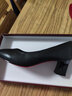 富貴鳥(niǎo)頭層牛皮高跟鞋女2023新款單鞋女粗跟尖頭淺口中跟工作鞋大碼女鞋 (4.9cm)黑色0019 36 曬單實(shí)拍圖